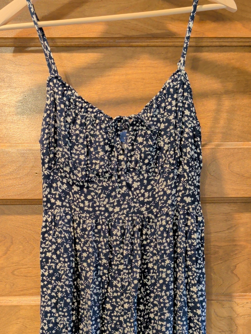 Old Navy - Navy and White Ditzy Floral Smocked Back Midi Dress - Size M